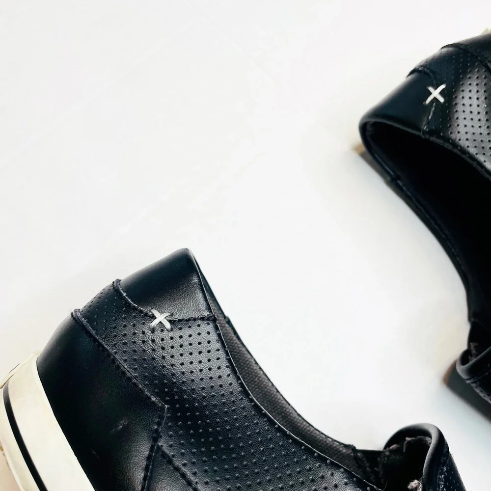 Steve Madden Weldon Black Leather Perforated Loafer Slip On Shoes Men’s Size 12